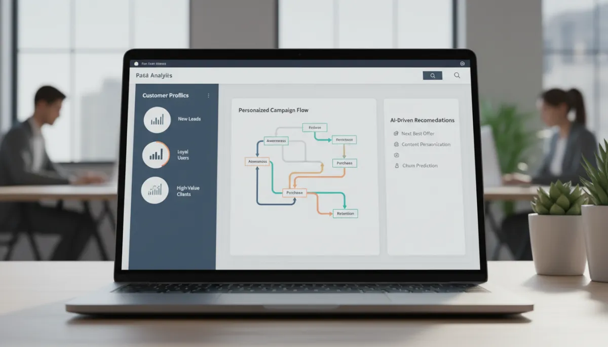 Dashboard showing AI-driven customer segments and personalized marketing flows Dashboard showing AI-driven customer segments and personalized marketing flows