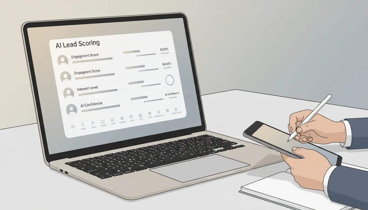 AI dashboard ranking prospects by lead score and engagement level