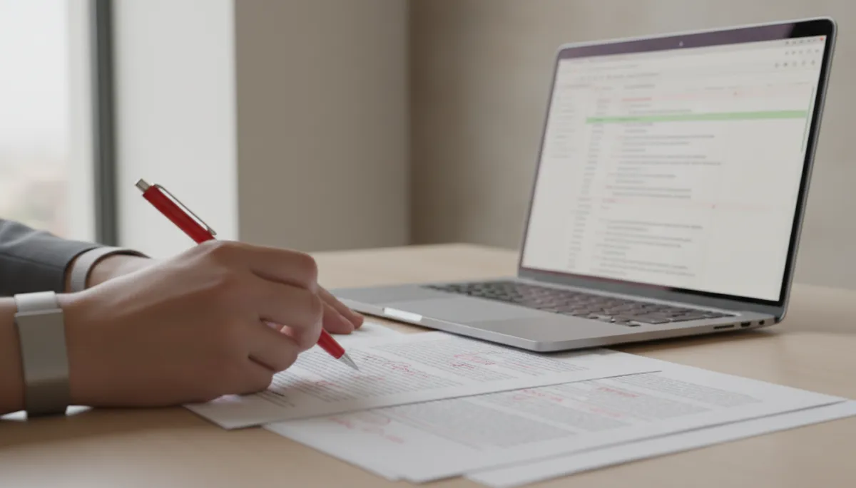 Content strategist reviewing and correcting AI-generated draft pages Content strategist reviewing and correcting AI-generated draft pages